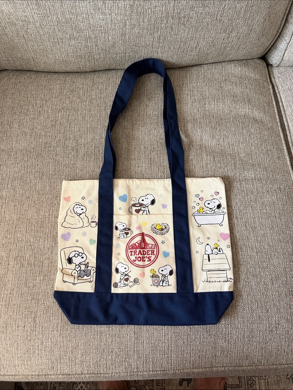 Snoopy Cream and Navy Canvas Tote